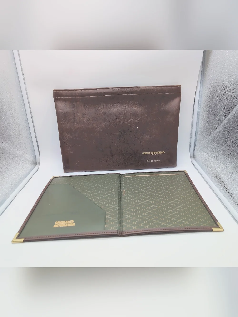 Vintage General Automation Brown Document Folder Portfolio Set Karl H Lederer